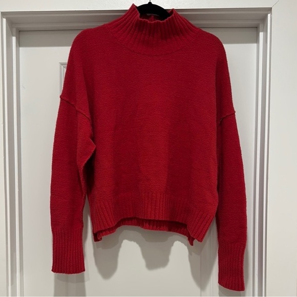 Free People Vancouver Mock Neck Sweater | Cranberry (Red) | Size Large - Picture 2 of 5